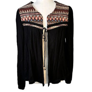 NORDSTROM Melrose & Market Tie Front Brocade Top Cardigan - medium